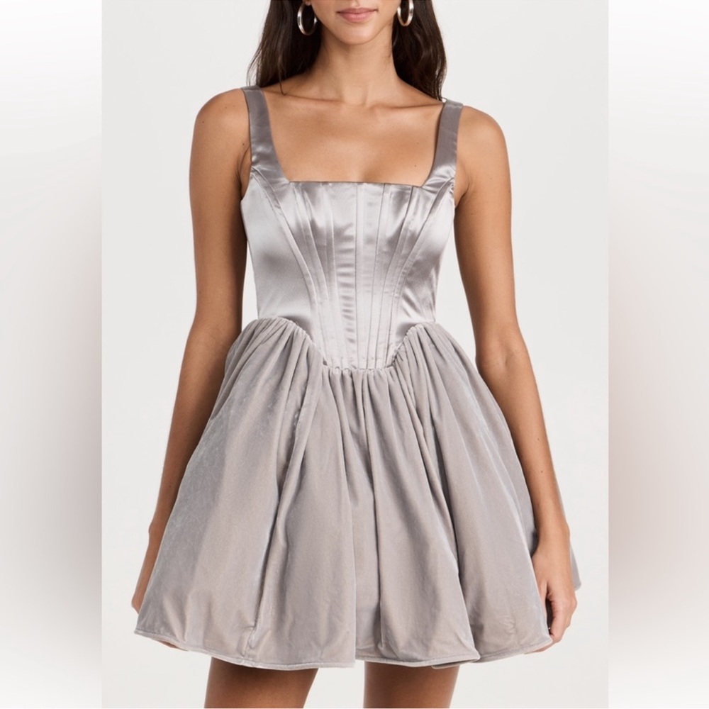 STAUD Landscape Dress corset dress silver tulle dress size 14 large